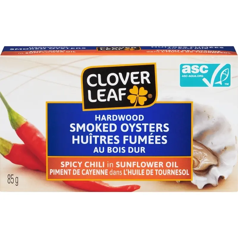 Clover Leaf Smoked Oysters With Spicy Chilli In Sunflower Oil 85 G