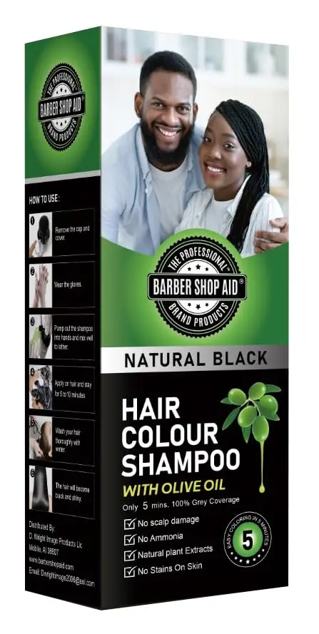 Barber Shop Aid Hair Colour Shampoo Natural Black