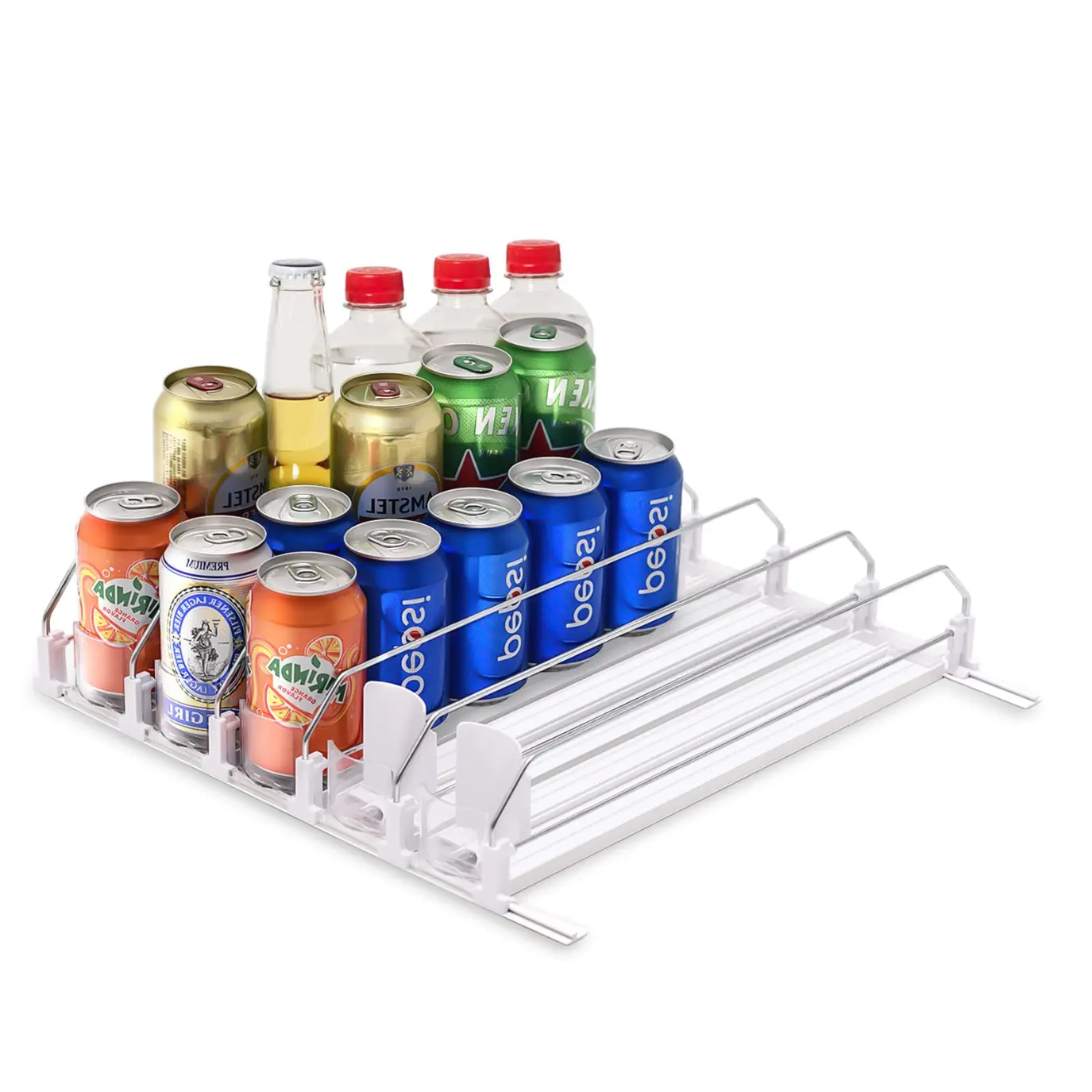 Organizer for Fridge, Self-Pushing Soda Can Dispenser (5 Rows) Adjustable