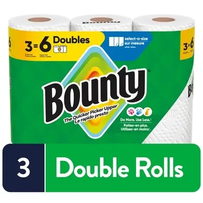 Bounty Paper Towel 82 Sheets. 3 Equal 6 Rolls